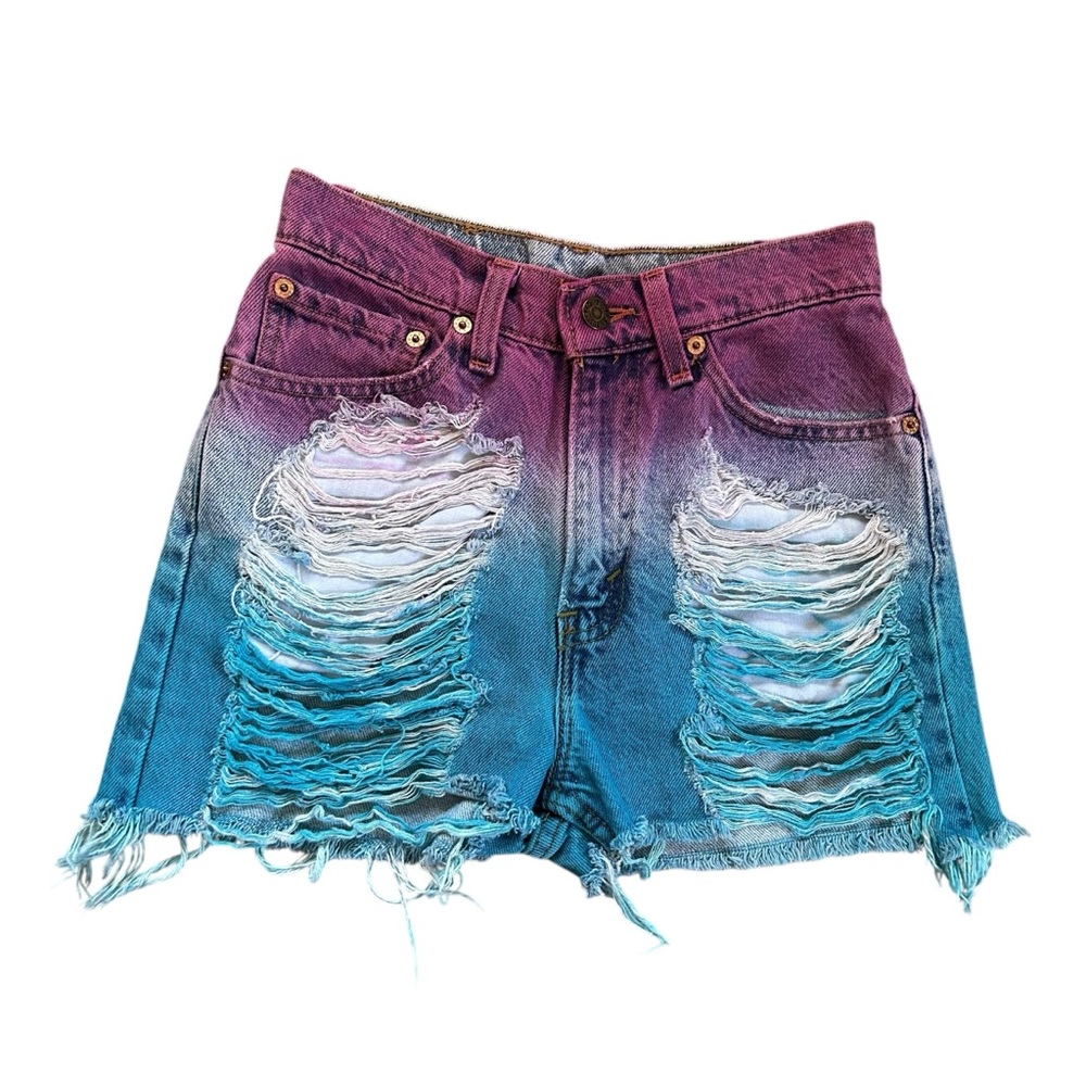 FURST OF A KIND VTG Reworked Levi's Distressed Ombré Denim Cutoff Shorts Size 5
